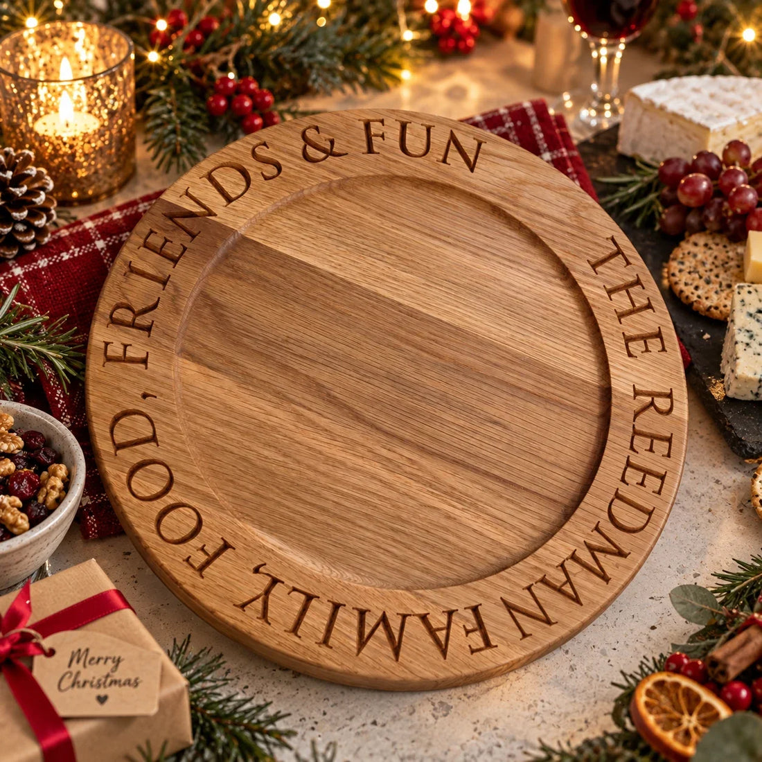 Christmas-Cheese-board-on-dinner-table-engraved