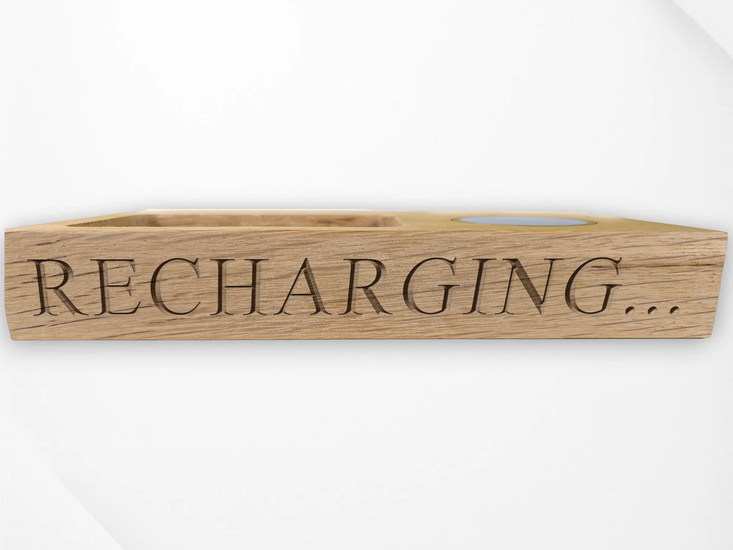 Oak Wireless Desk Organiser