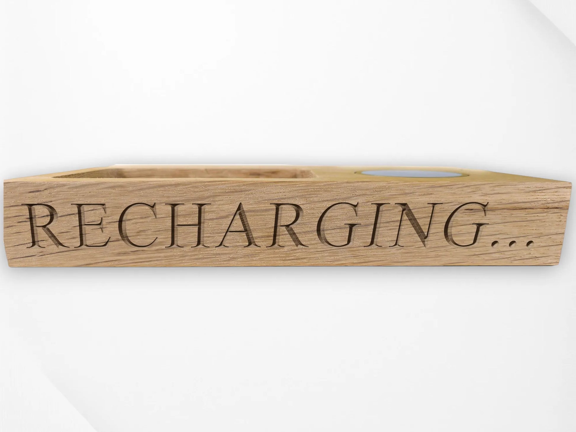 Oak Wireless Desk Organiser
